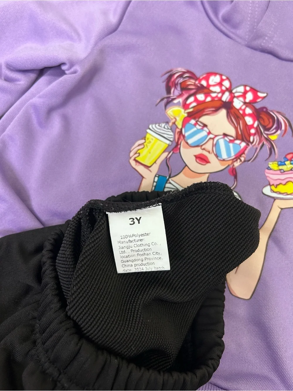 SHEIN Lilac Hoodie and Black Jogger Kids Matching Set